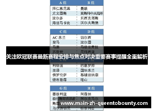 关注欧冠联赛最新赛程安排与焦点对决重要赛事提醒全面解析 关注欧冠联赛最新赛程安排与焦点对决重要赛事提醒全面解析